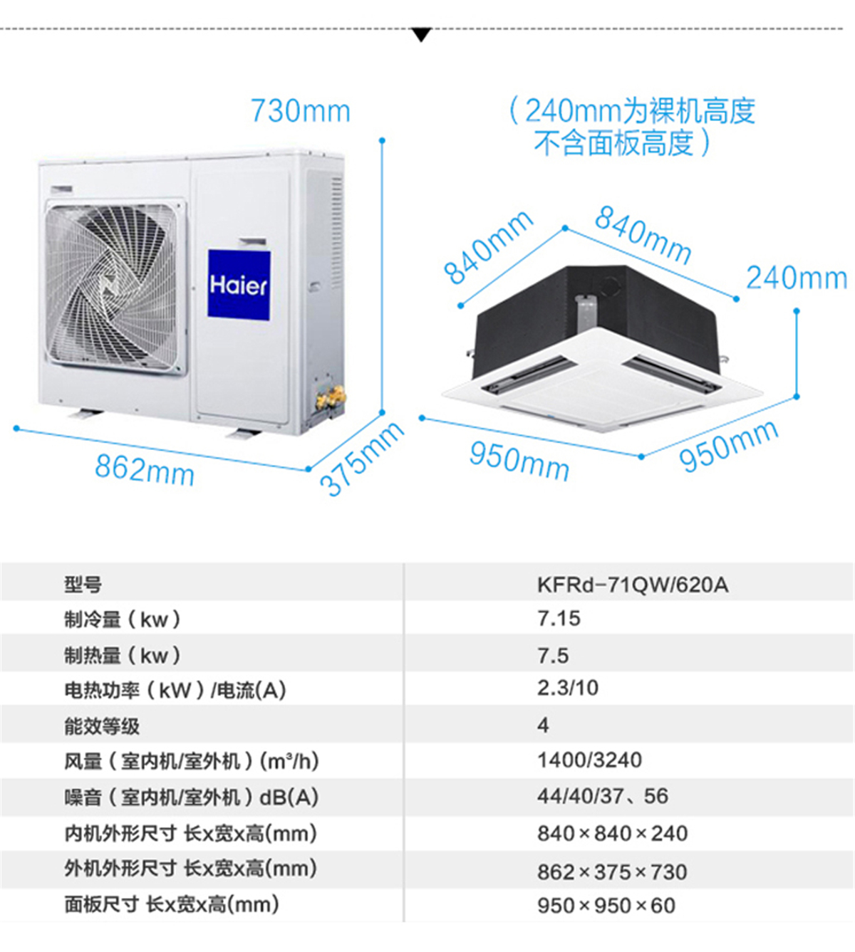 海爾MX系列室機四面出風嵌入機